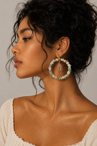 Amazonite Crystal Hoop Earrings