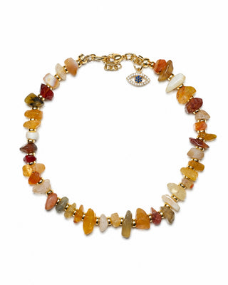 Amber Agate Crystal Anklet