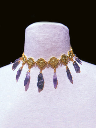 Amethyst Crystal Crown Necklace