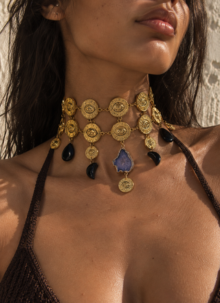 Black Agate Moon Necklet