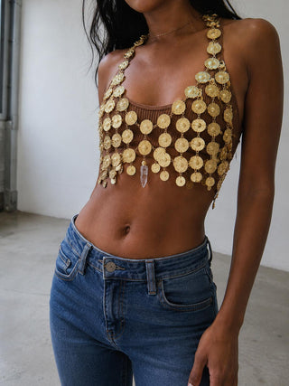Falling Coin Quartz Bra