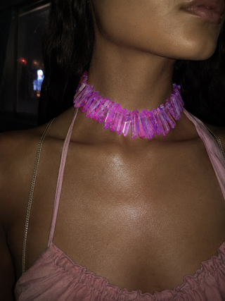Pink Titanium Crystal Necklace