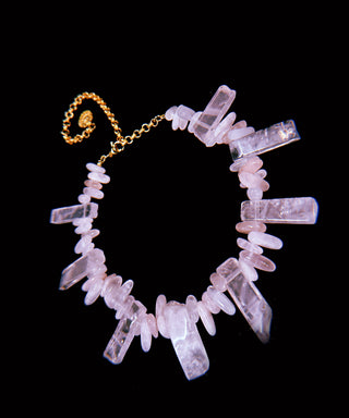 Rose Quartz Crystal Flame Necklace
