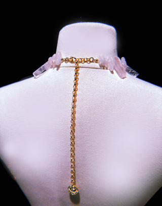 Rose Quartz Crystal Flame Necklace