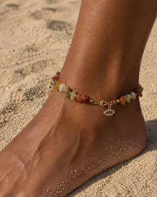 Amber Agate Crystal Anklet