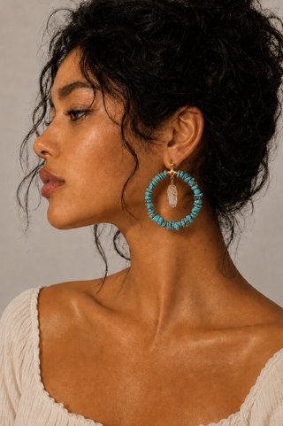 Turquoise Crystal Hoop Earrings
