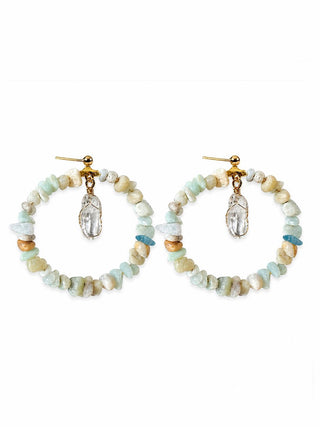 Amazonite Crystal Hoop Earrings – handmade earrings crystal jewelry by Laurel Street Shop