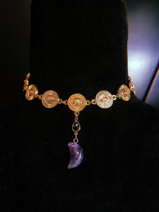 Amethyst Moon Crystal Necklace