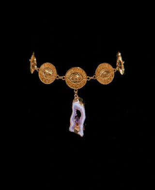 Amethyst Agate Coin Necklace – handmade necklace crystal jewelry by Laurel Street Shop