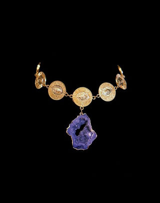 Astral Agate Coin Necklace – handmade necklace crystal jewelry by Laurel Street Shop