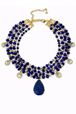 Best Value collection - lapis lazuli beaded necklace with teardrop pendant