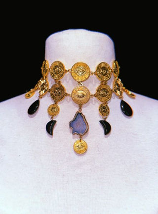 Black Agate Moon Necklet – handmade necklace crystal jewelry by Laurel Street Shop