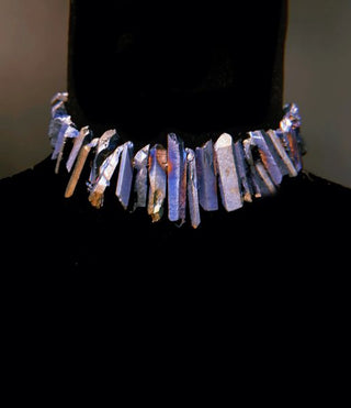 Blue Titanium Crystal Necklace – handmade necklace crystal jewelry by Laurel Street Shop