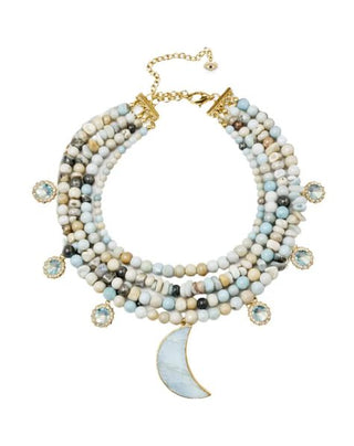 Crescent Moon Necklace – handmade necklace crystal jewelry by Laurel Street Shop