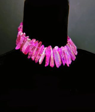 Pink Titanium Crystal Necklace – handmade necklace crystal jewelry by Laurel Street Shop