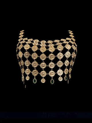 Green Crystal Coin Top – handmade bra & top crystal jewelry by Laurel Street Shop