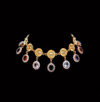 Jewel Coin Collar Necklace – handmade necklace crystal jewelry by Laurel Street Shop