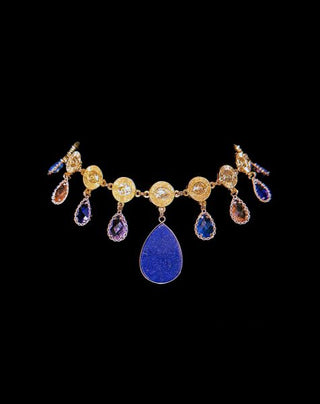 Lapis Jewel Necklace – handmade necklace crystal jewelry by Laurel Street Shop