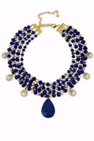 Lapis New Moon Necklace – handmade necklace crystal jewelry by Laurel Street Shop