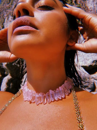 Pink Quartz Crystal Necklace – handmade necklace crystal jewelry by Laurel Street Shop