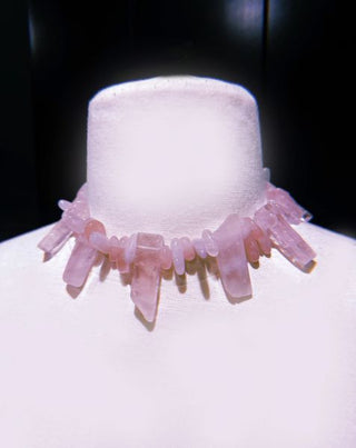 Rose Quartz Crystal Flame Necklace – handmade necklace crystal jewelry by Laurel Street Shop