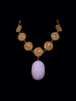 Snow Quartz Medallion Necklace – handmade necklace crystal jewelry by Laurel Street Shop