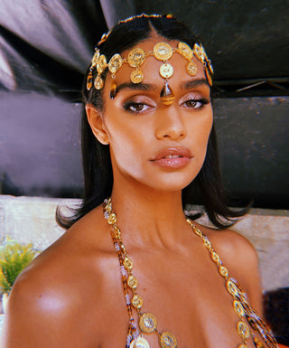 Tigers Eye Coin Necklace & Headdress