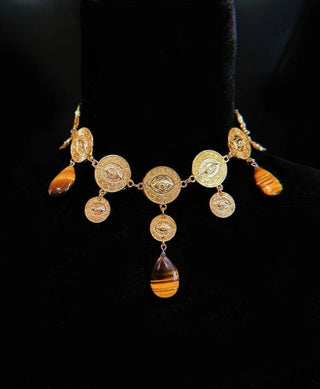 Tigers Eye Coin Necklace & Headdress – handmade headdress crystal jewelry by Laurel Street Shop