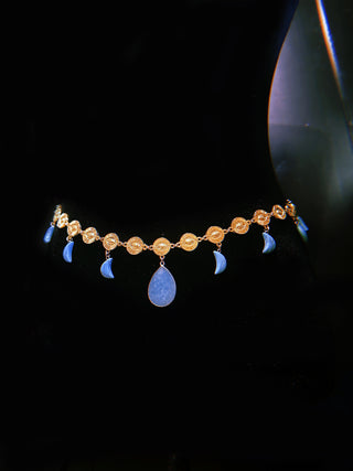 Turquoise Crystal Moon Waist Belt