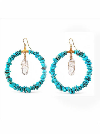 Turquoise Crystal Hoop Earrings – handmade earrings crystal jewelry by Laurel Street Shop