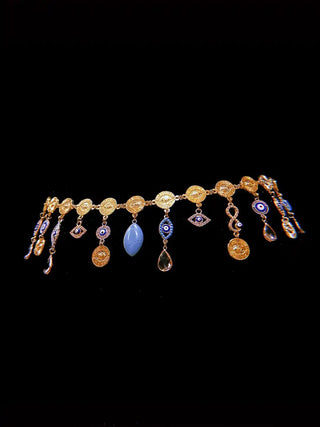 Turquoise Eye Charm Belt – handmade belt crystal jewelry by Laurel Street Shop