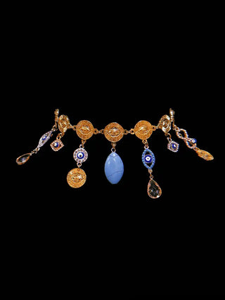 Turquoise Eye Charm Necklace – handmade necklace crystal jewelry by Laurel Street Shop