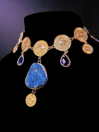 Turquoise Jewel Necklace – handmade necklace crystal jewelry by Laurel Street Shop