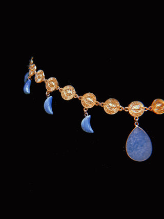 Turquoise Crystal Moon Waist Belt