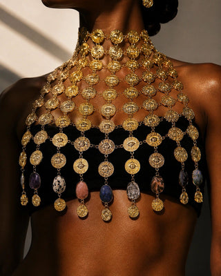 Venus Chest Plate – handmade bra & top crystal jewelry by Laurel Street Shop