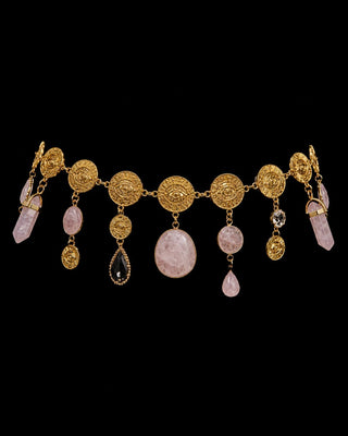 Rose Quartz Charm Belt – handmade belt crystal jewelry by Laurel Street Shop